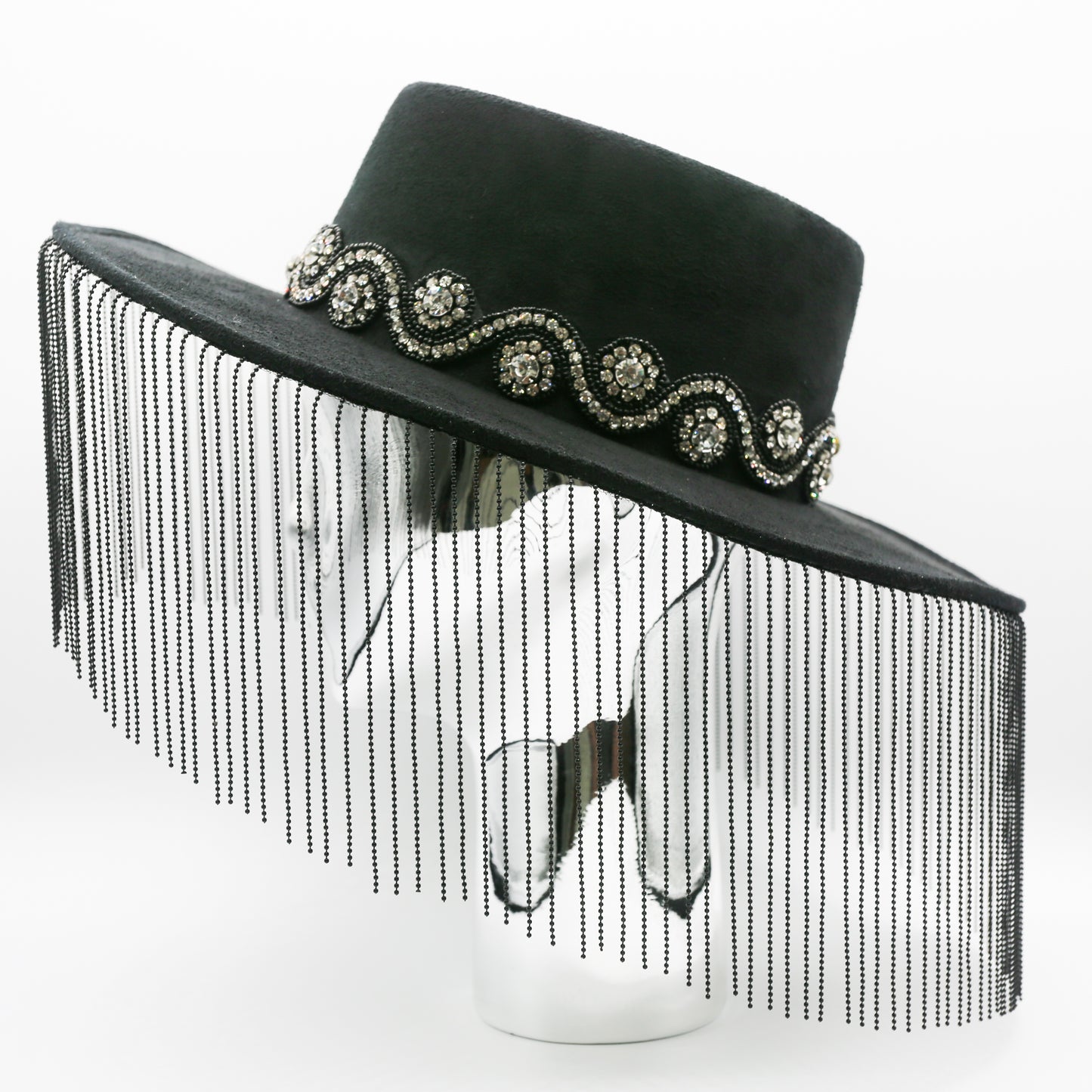 Parisa Metal Fringe Hat- Black