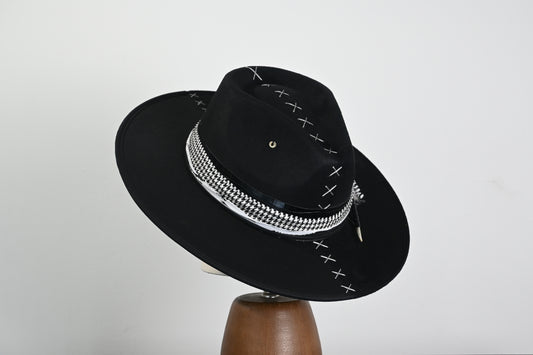 Suede Artisanal Hat - Black