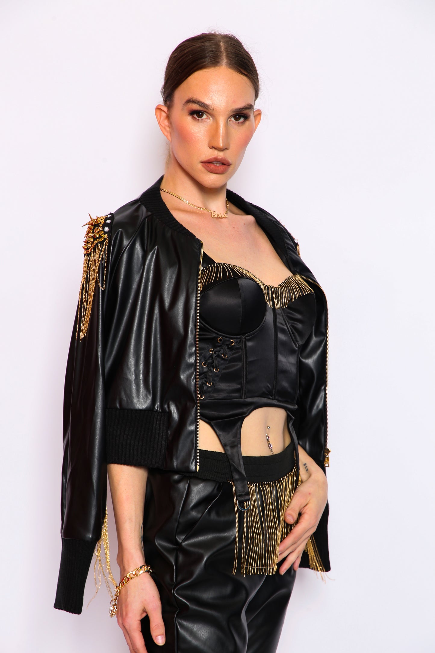 Vegan Leather Fringe Top