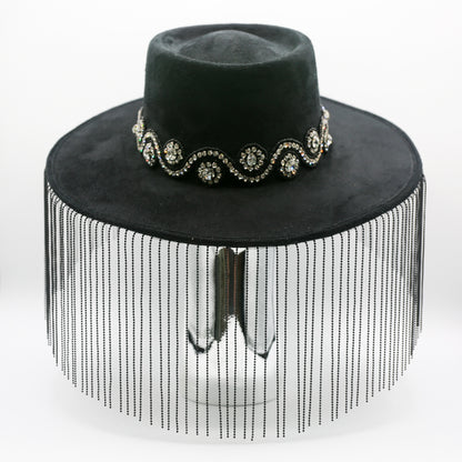 Parisa Metal Fringe Hat- Black