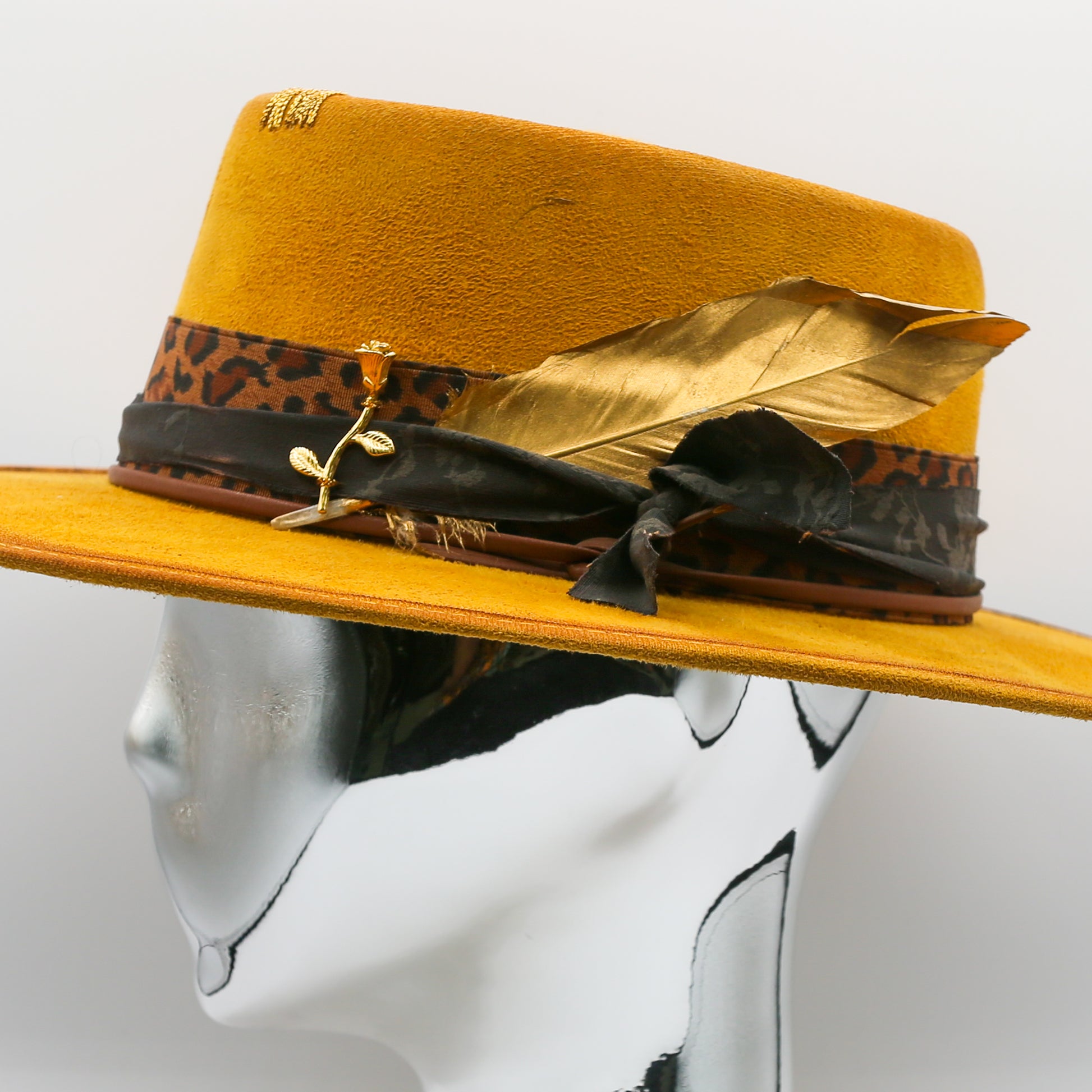 Handmade Hat Feather | Unique Hat Feather | Brim on Fifth Superlative (Yellow)
