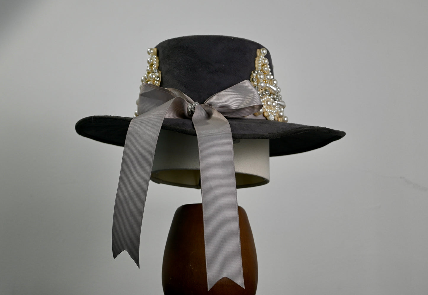 Pearl Embellished Wide Brim Hat