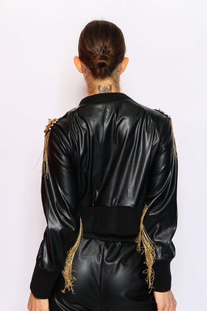 Vegan Leather Fringe Jacket